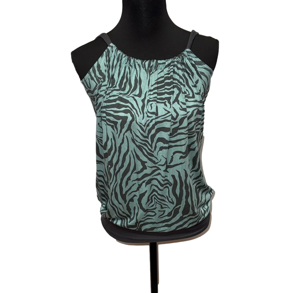 Pitaya Zebra Print Tank Top - Grey and Mint. Casual Soft Comfy